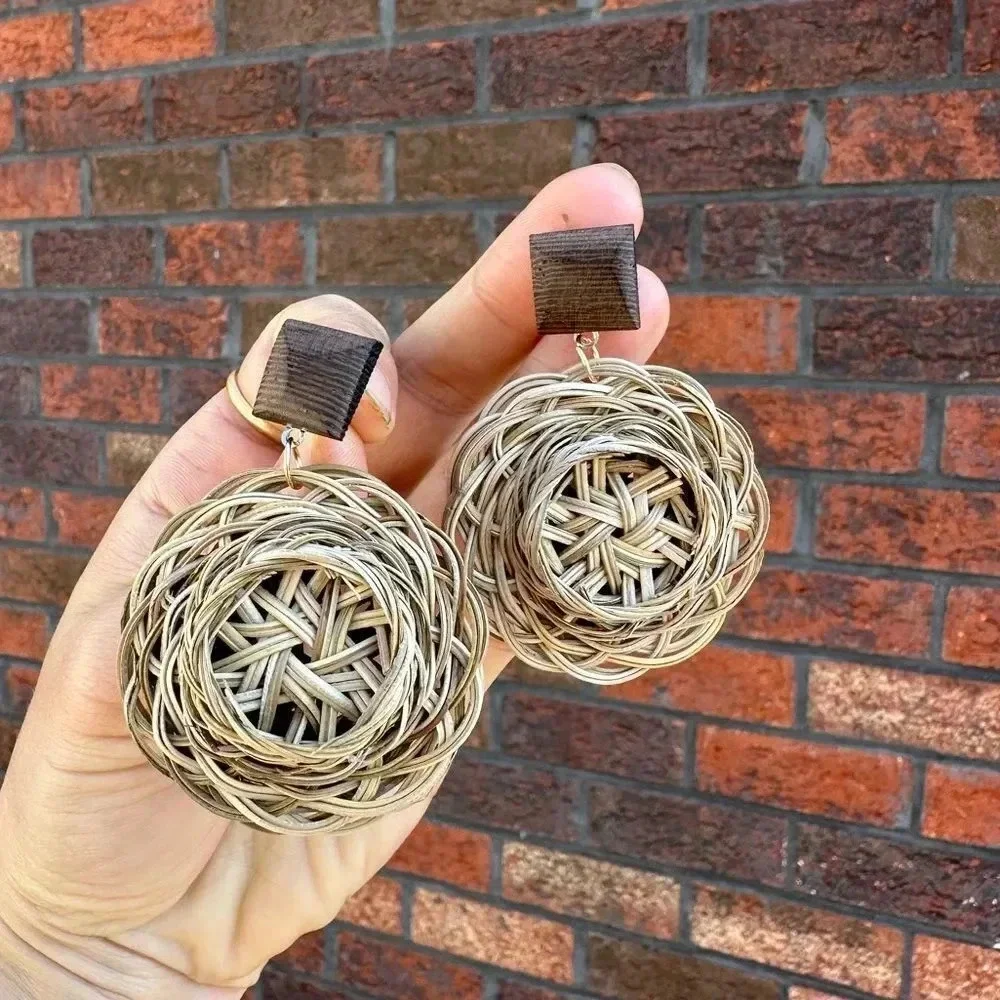 Anthro Rattan Knit Bohemian Earrings - Picture 10 of 10